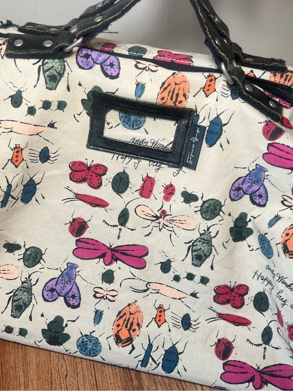Andy Warhol RARE ‘happy Bug Day’ Duffel Bag Canvas Large - Picture 5 of 11